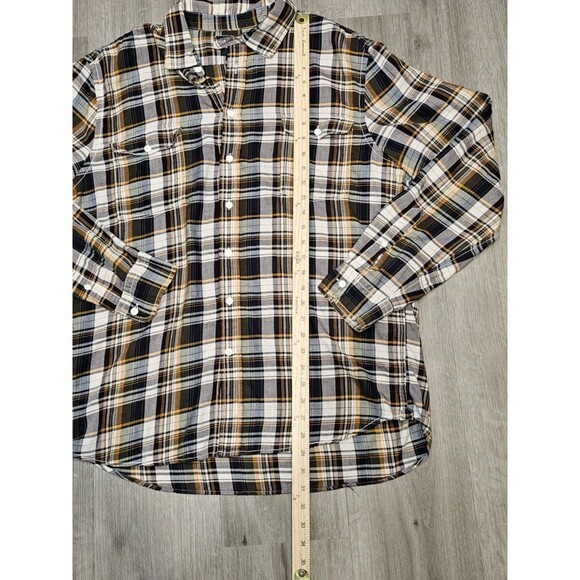 GAP XL Flannel Shirt Plaid Classic Fit Navy Yellow White 99/1 Cotton Unisex - Picture 6 of 12